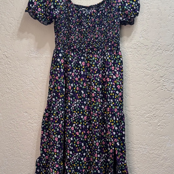 NWOT iRACHEU Navy Floral Boho Midi Dress Smocked High Waist Size L - Picture 6 of 6